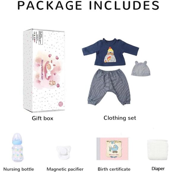 🆕19inch Soft Cloth Body Newborn Baby Poseable Limbs Luca Doll Baby Boy - Picture 6 of 9